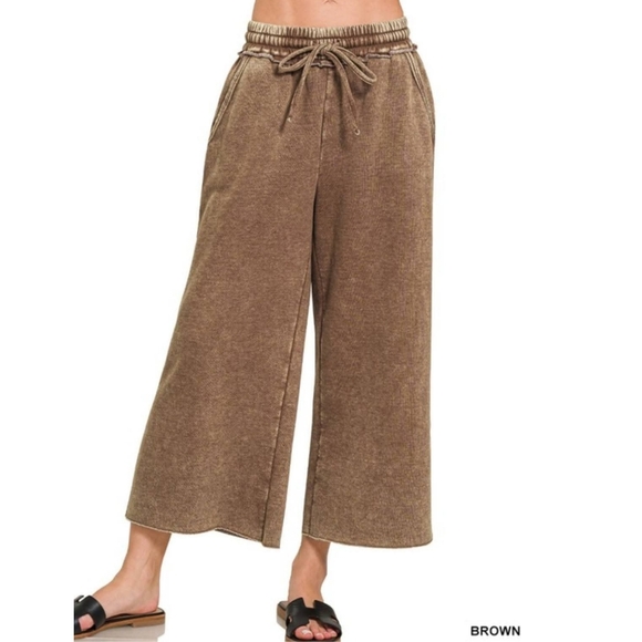 New Zenana Fleece Palazzo Sweatpants - Picture 1 of 1